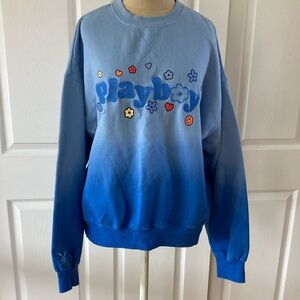 Ladies PLAYBOY by PacSun Blue Daisy Sweatshirt Size L